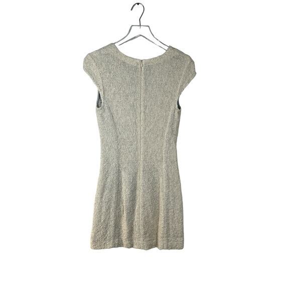 L'Agence Tweed Knit Cap Sleeve Ivory Metallic‎ Shimmer Sheath Dress - Picture 5 of 11